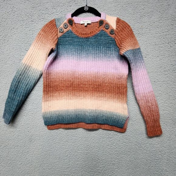 MADEWELL Women's XXS Space Dyed Sorbet Wool Alpaca Button-Shoulder Sweater - Picture 2 of 10